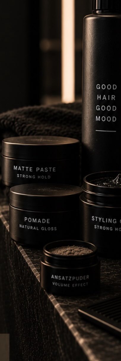 Stylingprodukte: Matte Paste, Pomade, Styling Gel und Ansatzpuder